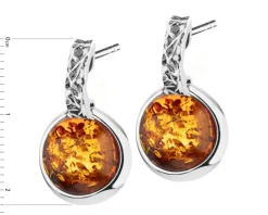 Kolczyki srebrne z bursztynem