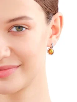 Kolczyki srebrne z bursztynem