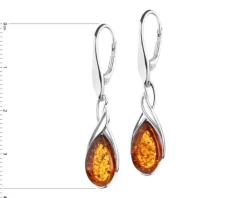 Kolczyki srebrne z bursztynem
