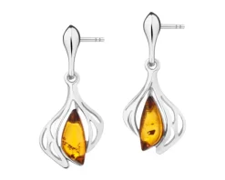Kolczyki srebrne z bursztynem