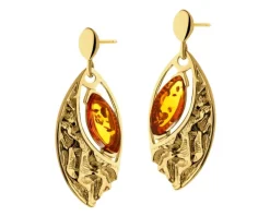 Kolczyki srebrne z bursztynem