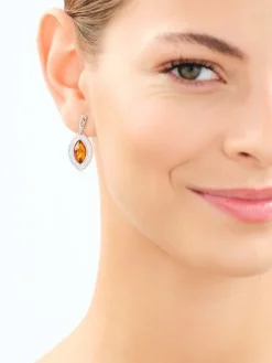 Kolczyki srebrne z bursztynem