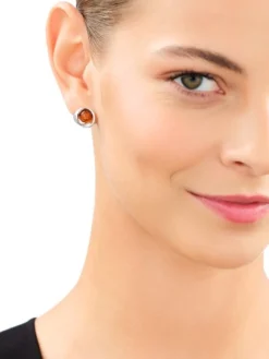 Kolczyki srebrne z bursztynem