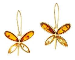 Kolczyki srebrne z bursztynem - motyle
