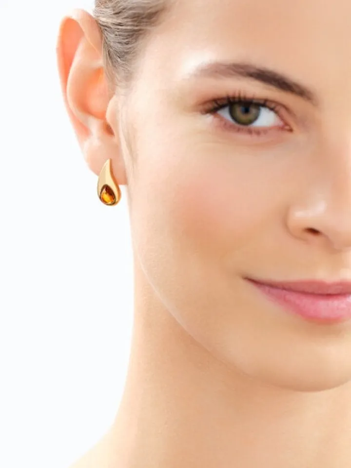 Kolczyki srebrne z bursztynem - łezki