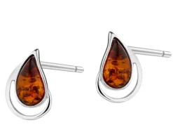 Kolczyki srebrne z bursztynem