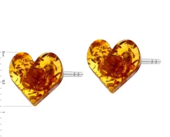 Kolczyki srebrne z bursztynem - serca