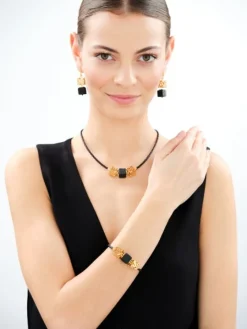 Kolczyki srebrne z bursztynem - kwadraty