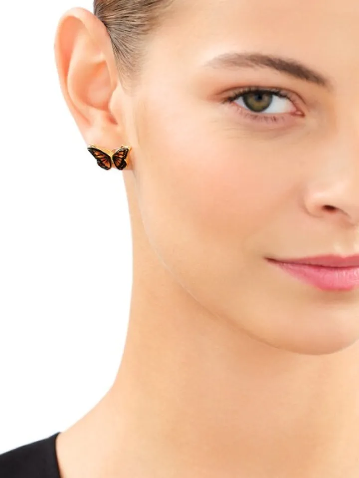 Kolczyki srebrne z bursztynem - motyle