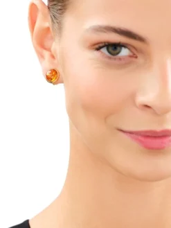 Kolczyki srebrne z bursztynem - klipsy