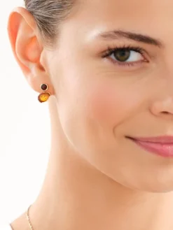 Kolczyki srebrne z bursztynem