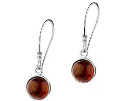 Kolczyki srebrne z bursztynem - kulki