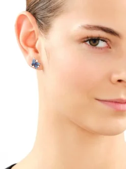 Kolczyki srebrne z cyrkoniami - liście