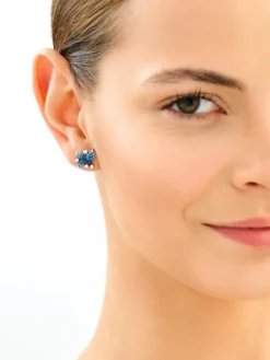 Kolczyki srebrne z cyrkoniami - liście