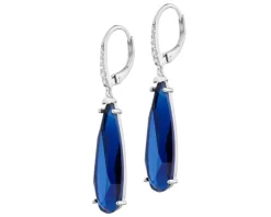 Kolczyki srebrne z cyrkoniami i szlifowanym szkłem