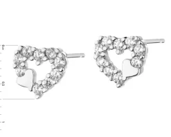 Kolczyki srebrne z cyrkoniami - serca
