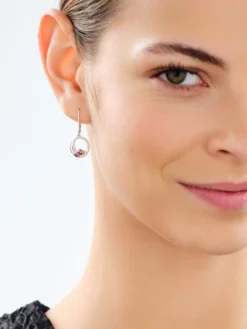 Kolczyki srebrne z cyrkoniami - koła, serca