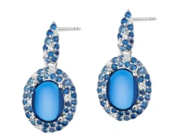 Kolczyki srebrne z cyrkoniami i szlifowanym szkłem