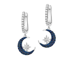Kolczyki srebrne z cyrkoniami - Księżyce, gwiazdy