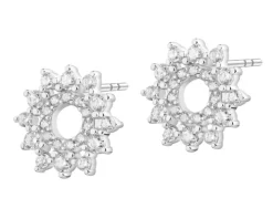 Kolczyki srebrne z cyrkoniami - rozety