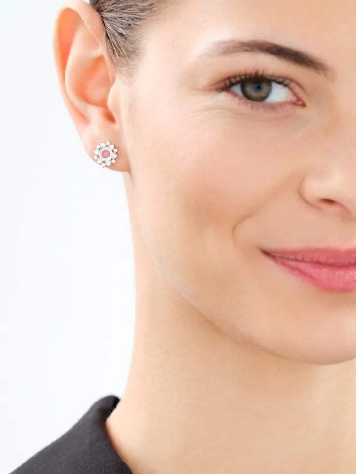 Kolczyki srebrne z cyrkoniami - rozety