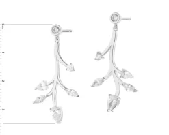 Kolczyki srebrne z cyrkoniami - liście