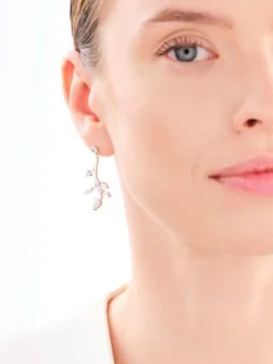 Kolczyki srebrne z cyrkoniami - liście