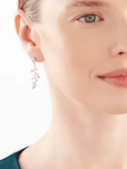 Kolczyki srebrne z cyrkoniami - liście