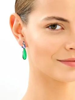 Kolczyki srebrne z cyrkoniami, szlifowanym szkłem i emalią - motyle