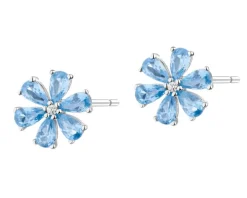 Kolczyki srebrne z cyrkoniami - kwiaty