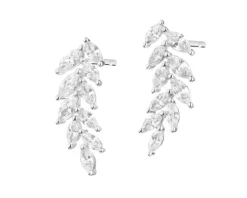 Kolczyki srebrne z cyrkoniami - liście