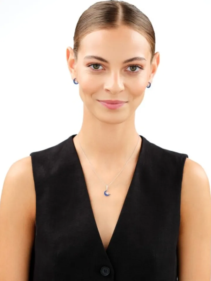 Kolczyki srebrne z cyrkoniami - Księżyce, gwiazdy