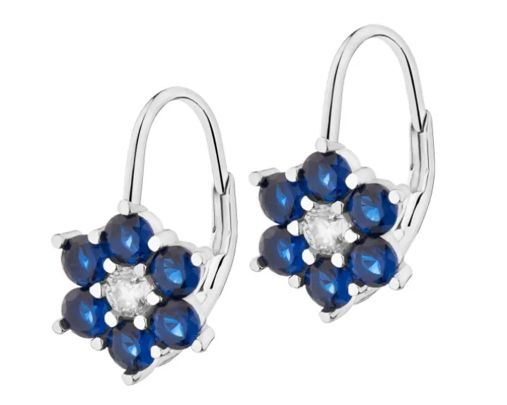 Kolczyki srebrne z cyrkoniami - kwiaty