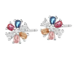 Kolczyki srebrne z cyrkoniami - kwiaty