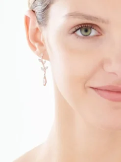 Kolczyki srebrne z cyrkoniami - liście