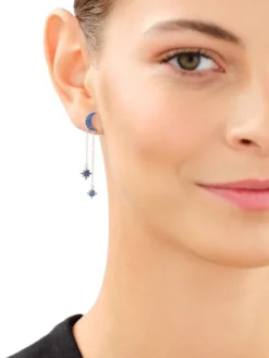 Kolczyki srebrne z cyrkoniami - Księżyce, gwiazdy