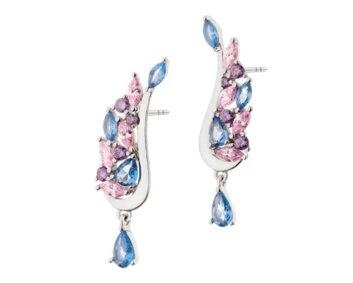 Kolczyki srebrne z cyrkoniami - skrzydła