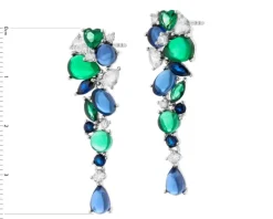 Kolczyki srebrne z cyrkoniami i szlifowanym szkłem