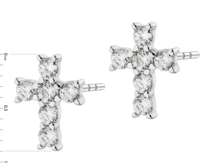 Kolczyki srebrne z cyrkoniami - krzyże
