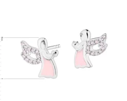 Kolczyki srebrne z cyrkoniami i emalią - anioły