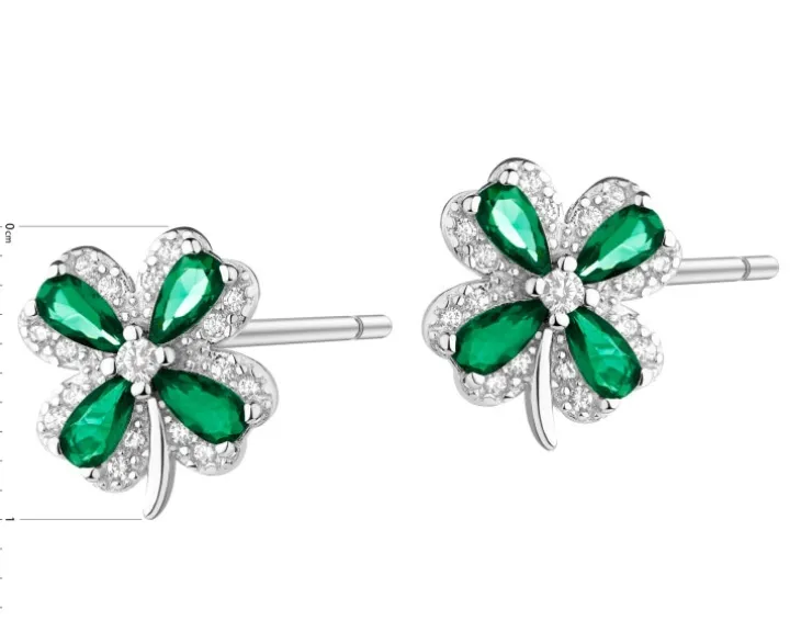 Kolczyki srebrne z cyrkoniami - koniczyny