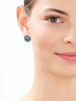 Kolczyki srebrne z cyrkoniami - rozety