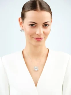 Kolczyki srebrne z cyrkoniami i szlifowanym szkłem - kwiaty