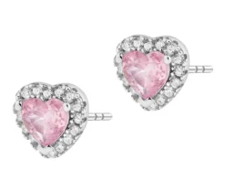 Kolczyki srebrne z cyrkoniami - serca