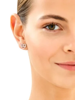 Kolczyki srebrne z cyrkoniami - mama, serca