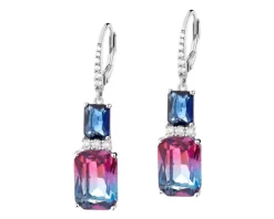 Kolczyki srebrne z cyrkoniami i szlifowanym szkłem