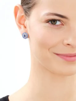 Kolczyki srebrne z cyrkoniami - rozety