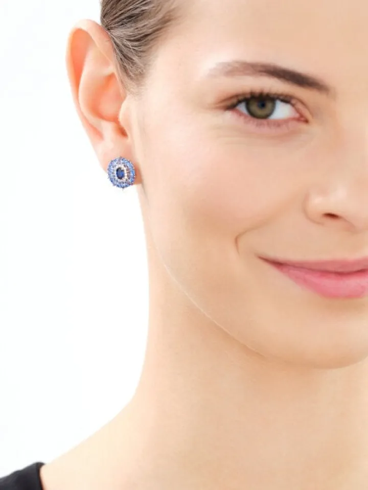 Kolczyki srebrne z cyrkoniami - rozety