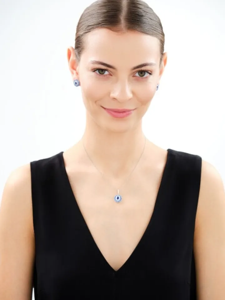 Kolczyki srebrne z cyrkoniami - rozety