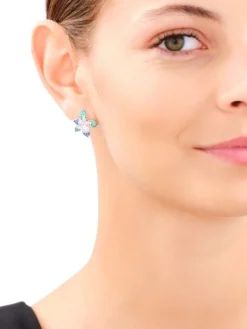 Kolczyki srebrne z cyrkoniami - kwiaty